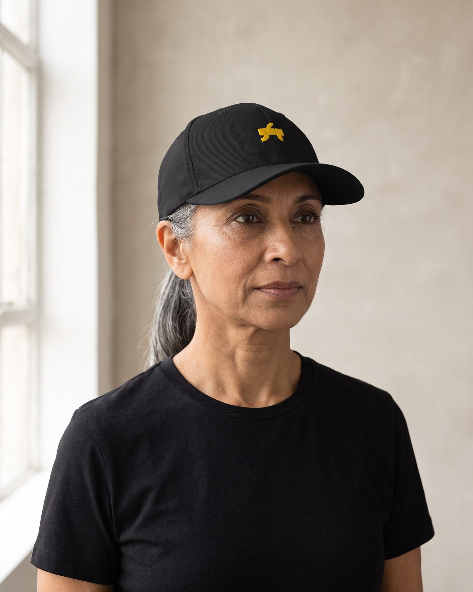 Fitted Cap — Black / Yellow Mark
