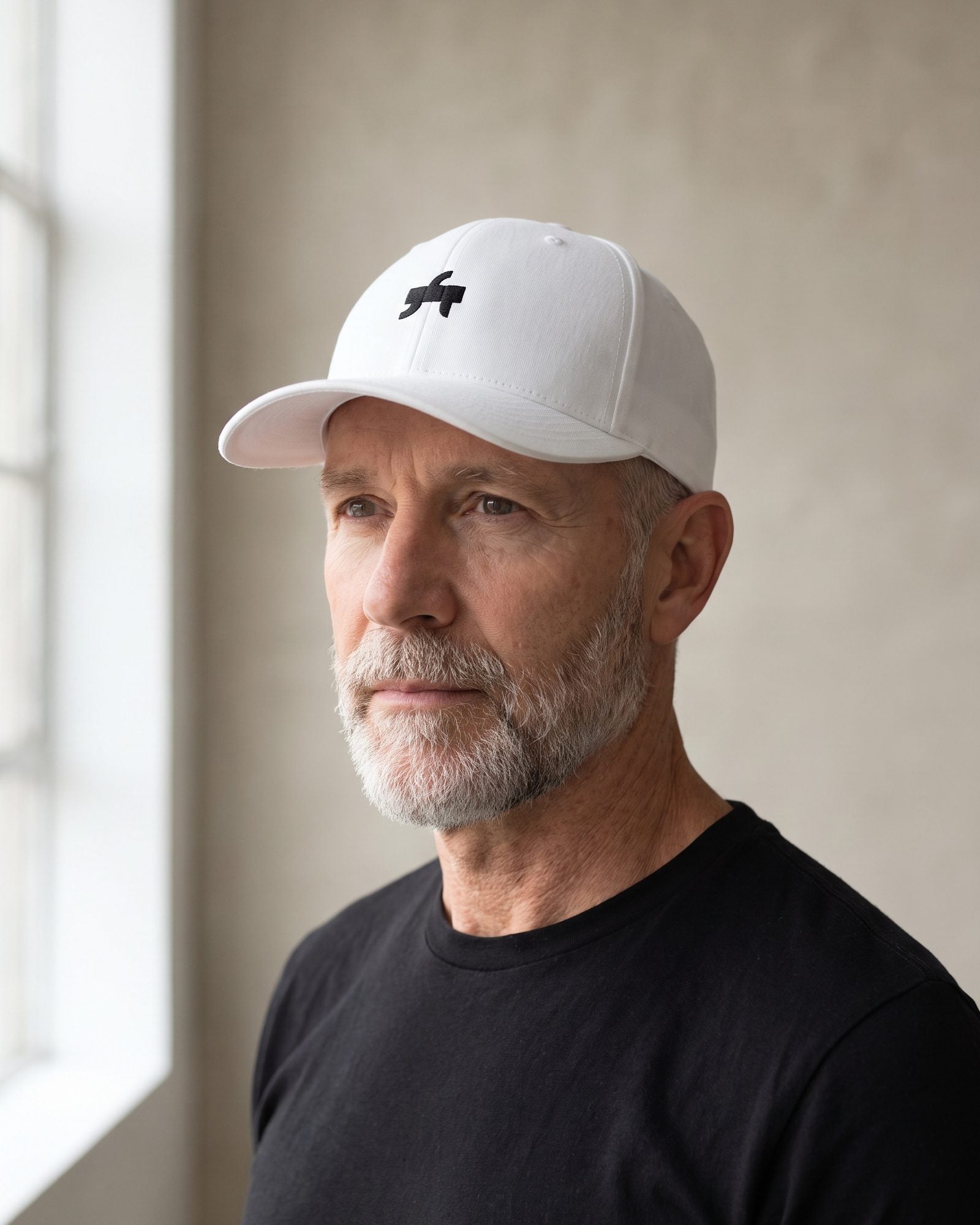 Fitted Cap — White / Black Mark